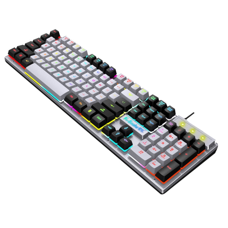 K-Snake K4 104 Keys Glowing Game Wired Mechanical Keyboard, Cable Length: 1.5m, Style:, Black Gray Square Key, Gray Black Square Key, White Pink Square Key, Mixed Light Pink White Square Key, Mixed Light Blue White Square Key