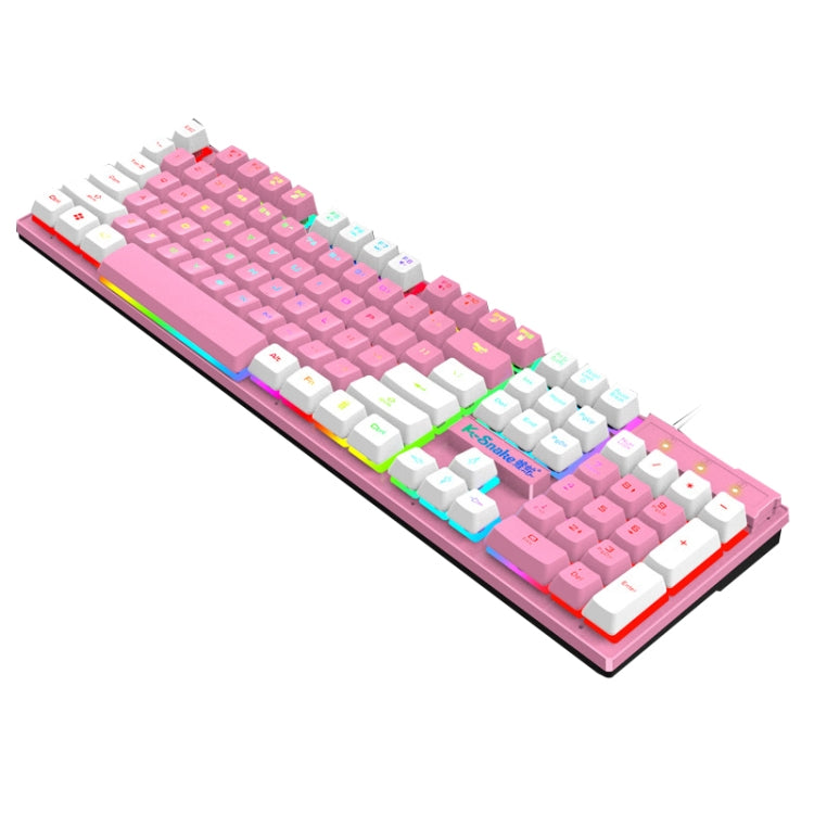 K-Snake K4 104 Keys Glowing Game Wired Mechanical Keyboard, Cable Length: 1.5m, Style:, Black Gray Square Key, Gray Black Square Key, White Pink Square Key, Mixed Light Pink White Square Key, Mixed Light Blue White Square Key