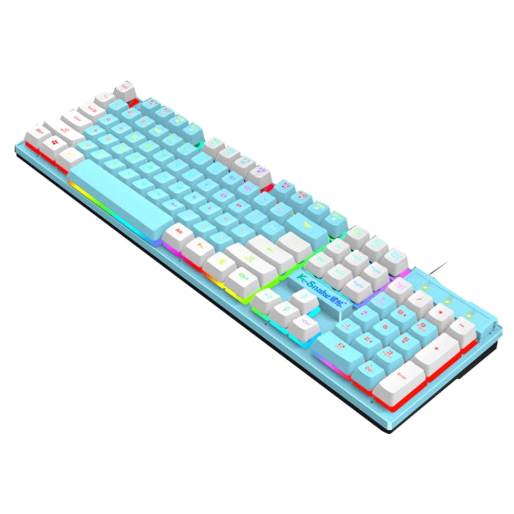 K-Snake K4 104 Keys Glowing Game Wired Mechanical Keyboard, Cable Length: 1.5m, Style:, Black Gray Square Key, Gray Black Square Key, White Pink Square Key, Mixed Light Pink White Square Key, Mixed Light Blue White Square Key