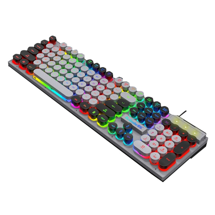 K-Snake K4 104 Keys Glowing Game Wired Mechanical Keyboard, Cable Length: 1.5m, Style:, Black Gray Square Key, Gray Black Square Key, White Pink Square Key, Mixed Light Pink White Square Key, Mixed Light Blue White Square Key