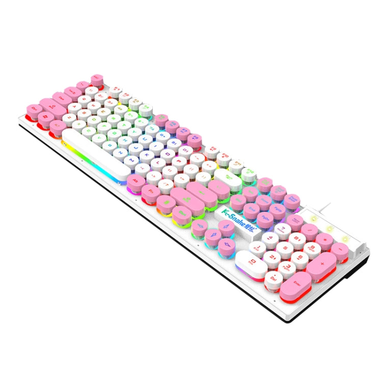 K-Snake K4 104 Keys Glowing Game Wired Mechanical Keyboard, Cable Length: 1.5m, Style:, Black Gray Square Key, Gray Black Square Key, White Pink Square Key, Mixed Light Pink White Square Key, Mixed Light Blue White Square Key