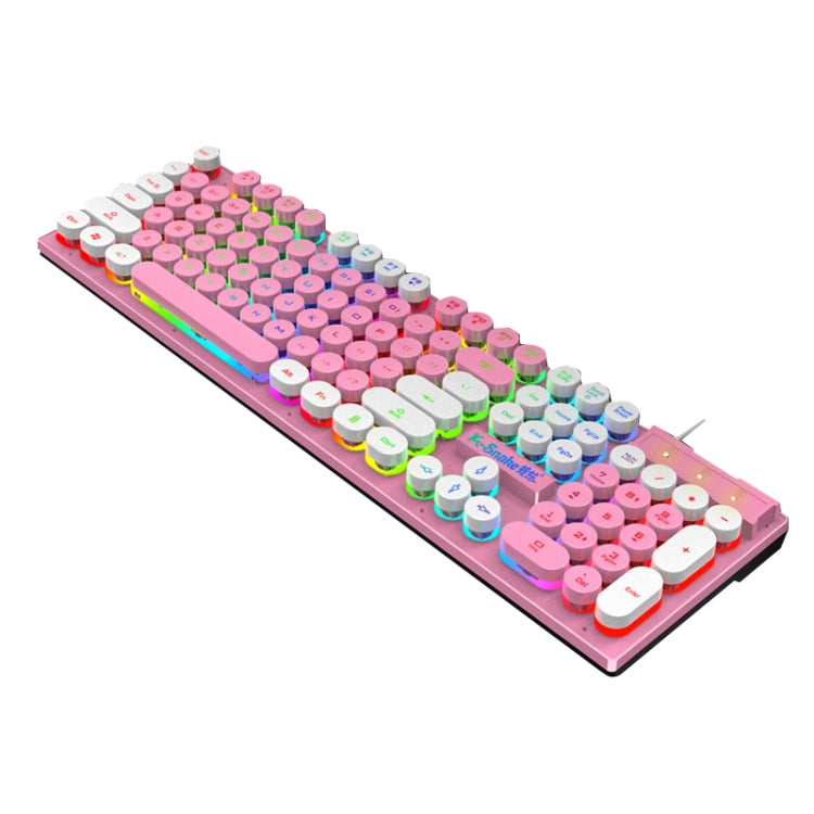 K-Snake K4 104 Keys Glowing Game Wired Mechanical Keyboard, Cable Length: 1.5m, Style:, Black Gray Square Key, Gray Black Square Key, White Pink Square Key, Mixed Light Pink White Square Key, Mixed Light Blue White Square Key