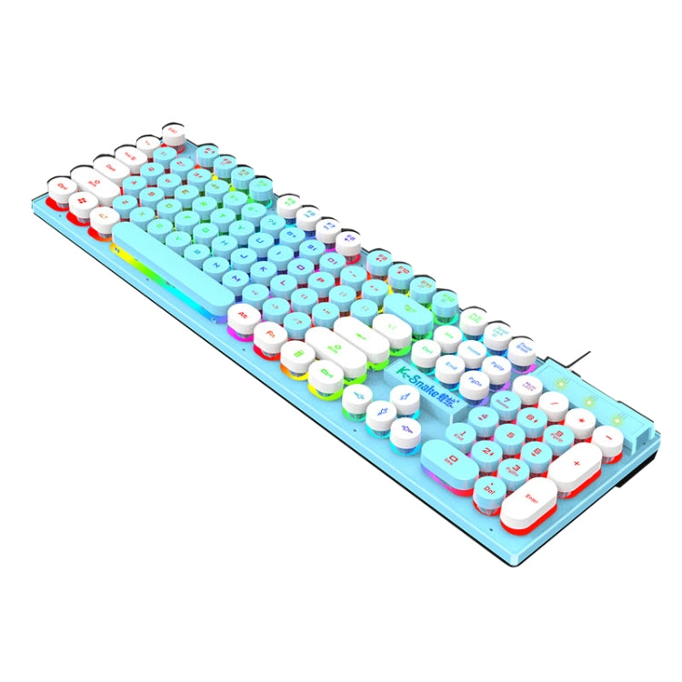 K-Snake K4 104 Keys Glowing Game Wired Mechanical Keyboard, Cable Length: 1.5m, Style:, Black Gray Square Key, Gray Black Square Key, White Pink Square Key, Mixed Light Pink White Square Key, Mixed Light Blue White Square Key