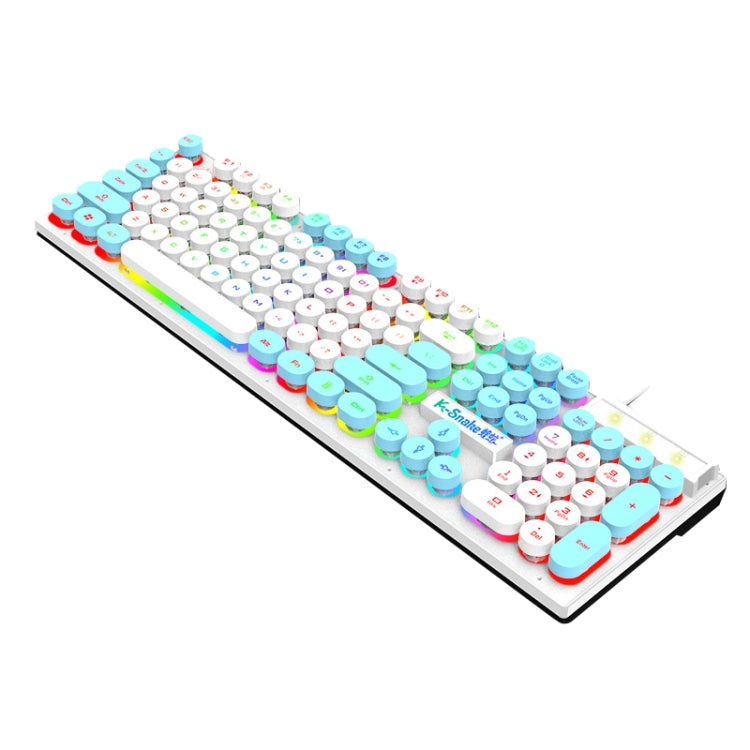 K-Snake K4 104 Keys Glowing Game Wired Mechanical Keyboard, Cable Length: 1.5m, Style:, Black Gray Square Key, Gray Black Square Key, White Pink Square Key, Mixed Light Pink White Square Key, Mixed Light Blue White Square Key