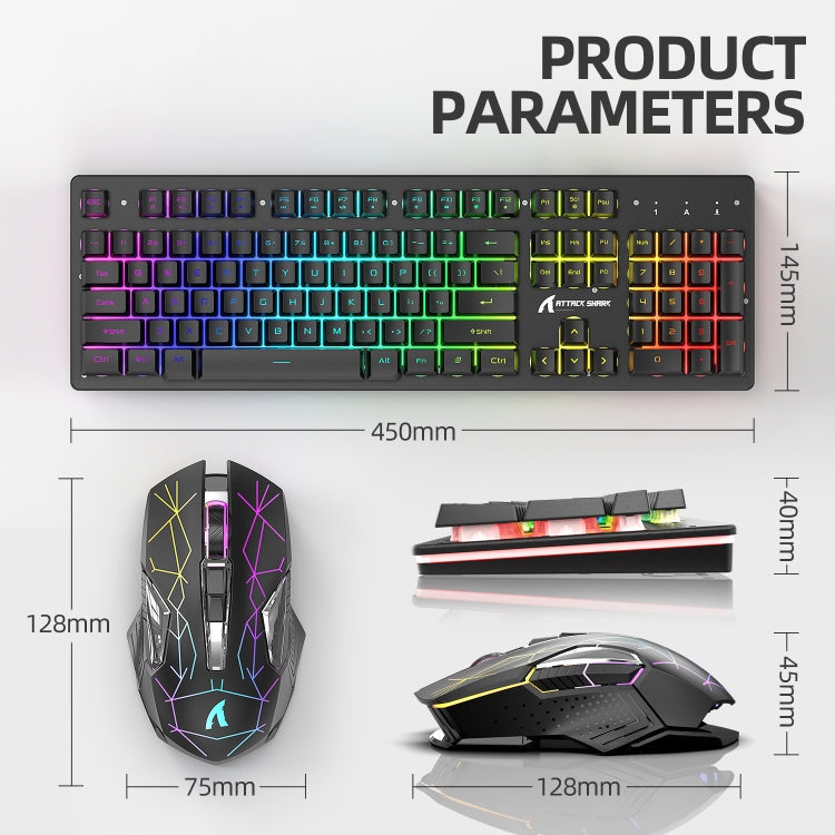 Attack Shark T3RGB RGB Luminous Wireless Keyboard And Mouse Set, Attack Shark T3 Black, Attack Shark T3 White