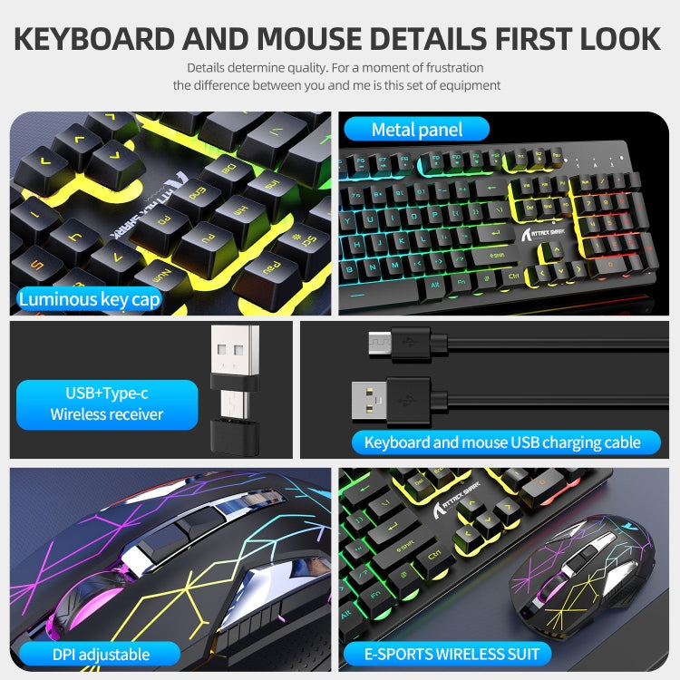 Attack Shark T3RGB RGB Luminous Wireless Keyboard And Mouse Set, Attack Shark T3 Black, Attack Shark T3 White