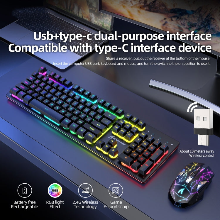 Attack Shark T3RGB RGB Luminous Wireless Keyboard And Mouse Set, Attack Shark T3 Black, Attack Shark T3 White