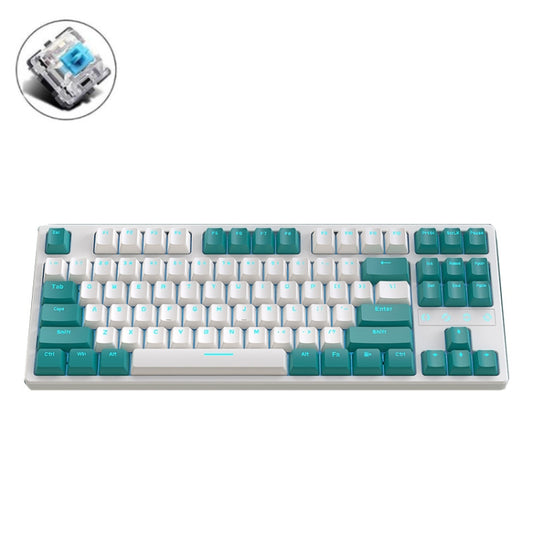 ZIYOU LANG K87 87-Keys Hot-Swappable Wired Mechanical Keyboard, Cable Length: 1.5m, Style:, K87 Green Shaft (Green Ice Blue Light), K87 Red Shaft (Green Ice Blue Light), K87 Green Shaft (Black White Light), K87 Red Shaft  (Black White Light)