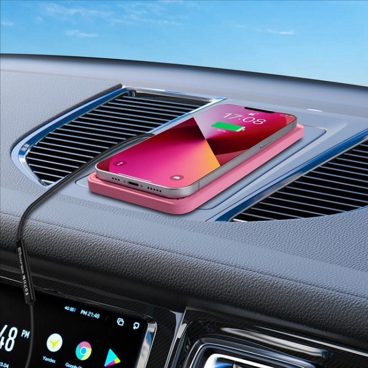 Car Waterproof Wireless Charger With Additional Cover And Anti-slip Mat, C1PRO Pink