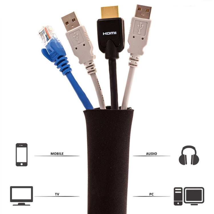 Cord Management Organizer Kit Cable Sleeve With Zipper Cable Clip, 5 In 1, 3 In 1 0.5m Kit, 4pcs Zipper Ties, 3 In 1 5m Kit