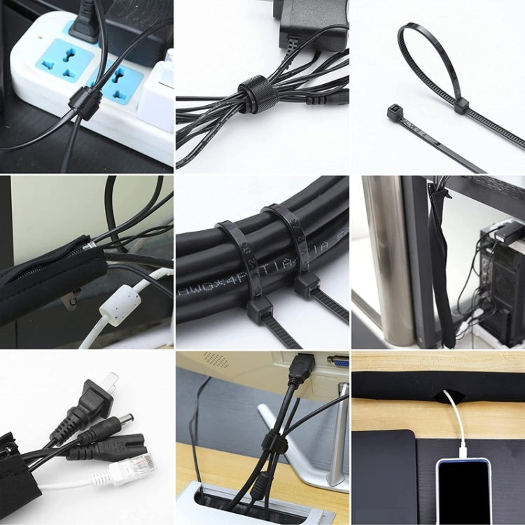 Cord Management Organizer Kit Cable Sleeve With Zipper Cable Clip, 5 In 1, 3 In 1 0.5m Kit, 4pcs Zipper Ties, 3 In 1 5m Kit