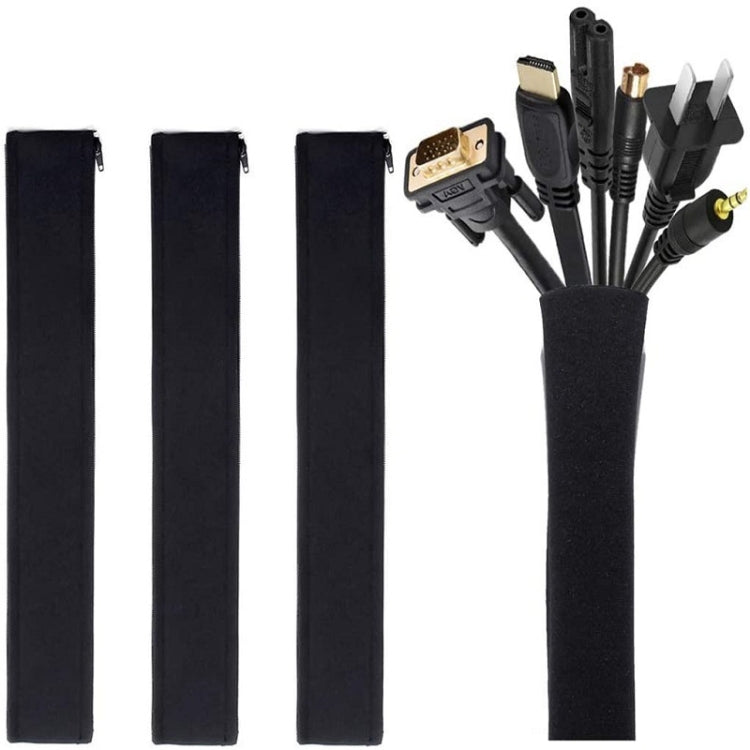 Cord Management Organizer Kit Cable Sleeve With Zipper Cable Clip, 5 In 1, 3 In 1 0.5m Kit, 4pcs Zipper Ties, 3 In 1 5m Kit