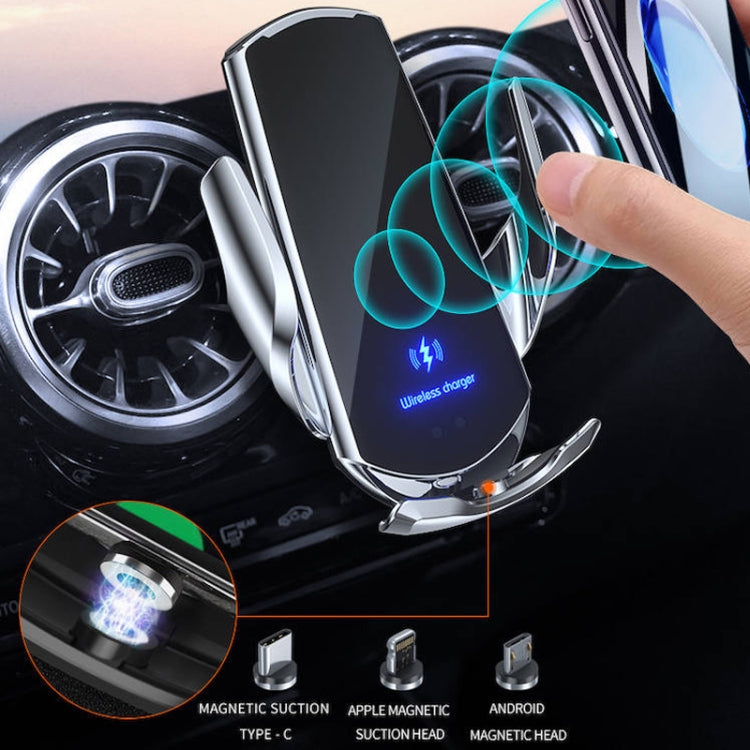 Q3 Infrared Induction Magnetic Car Wireless Charging Phone Bracket with Micro USB + 8 Pin + Type-C / USB-C Magnetic Connector, Q3 Black, Q3 Gold, Q3 Silver, Q3 Blue, Q3 Red