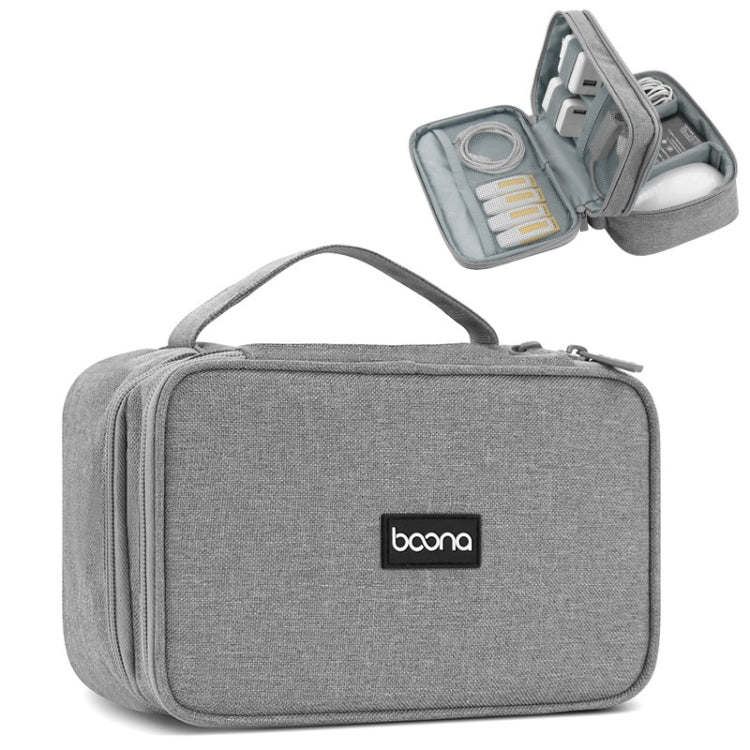 Baona Multifunctional Earphone Data Cable Digital Storage Bag, Spec:, Single-layer (Gray), Single-layer (Black), 2-layer (Gray), 2-layer (Black), Single-Layer Box (Gray), Single-Layer Box (Black), 2-layer Box (Gray), 2-layer Box (Black), XL (Gray)