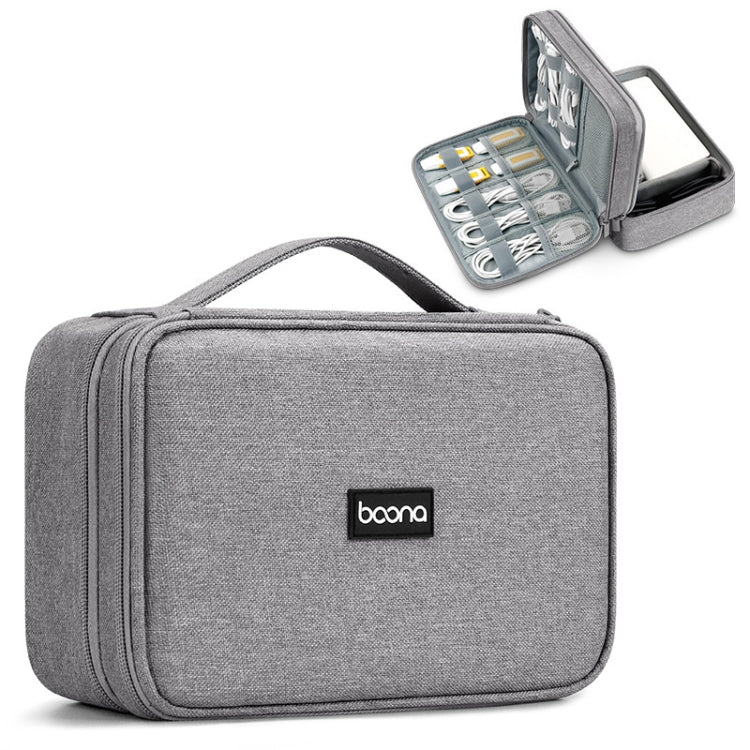 Baona Multifunctional Earphone Data Cable Digital Storage Bag, Spec:, Single-layer (Gray), Single-layer (Black), 2-layer (Gray), 2-layer (Black), Single-Layer Box (Gray), Single-Layer Box (Black), 2-layer Box (Gray), 2-layer Box (Black), XL (Gray)