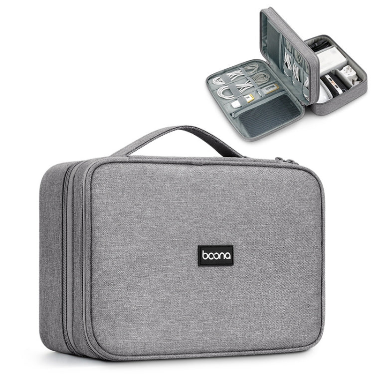 Baona Multifunctional Earphone Data Cable Digital Storage Bag, Spec:, Single-layer (Gray), Single-layer (Black), 2-layer (Gray), 2-layer (Black), Single-Layer Box (Gray), Single-Layer Box (Black), 2-layer Box (Gray), 2-layer Box (Black), XL (Gray)