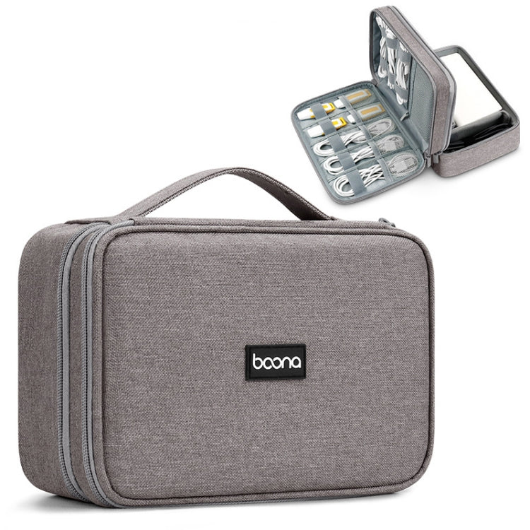 Baona Multifunctional Earphone Data Cable Digital Storage Bag, Spec:, Single-layer (Gray), Single-layer (Black), 2-layer (Gray), 2-layer (Black), Single-Layer Box (Gray), Single-Layer Box (Black), 2-layer Box (Gray), 2-layer Box (Black), XL (Gray)