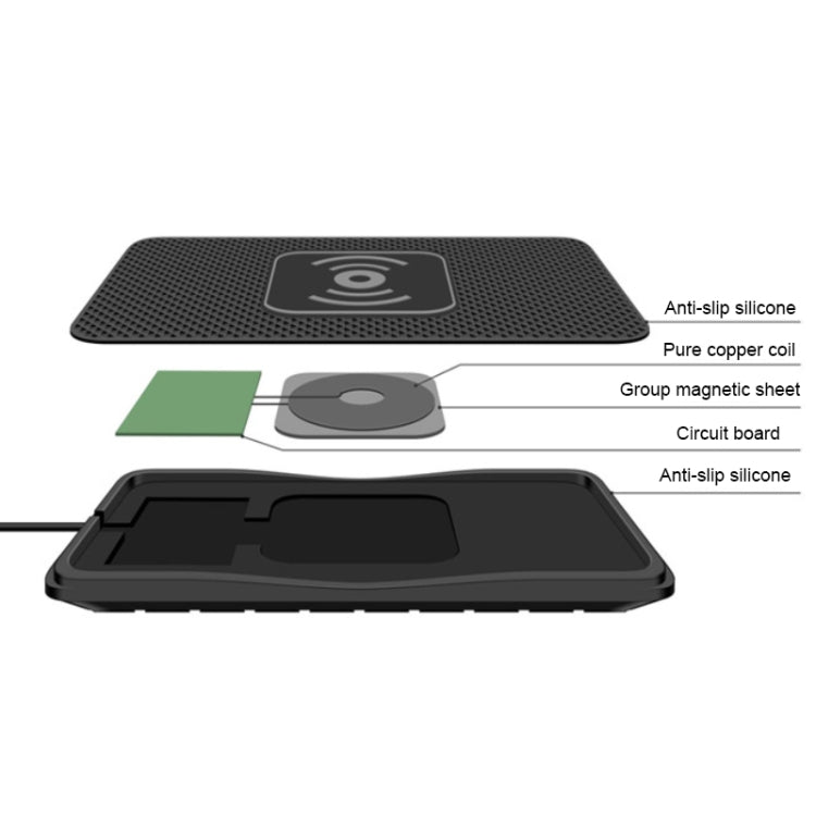 C3 15W Car QI Wireless Charger Launch Pad Anti-slip Mat, C3 Type-C Interface