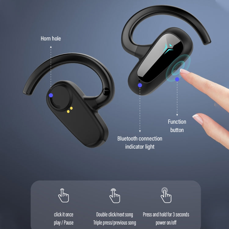 Bone Conduction Concepts Digital Display Stereo Bluetooth Earphones, Style:, Single Ear, Dual Ears With Charging Warehouse