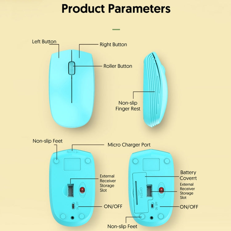 811 3 Keys Laptop Mini Wireless Mouse Portable Optical Mouse, Spec:, Charging Version (Black), Charging Version (White), Charging Version (Pink), Charging Version (Blue), Charging Version (Beige), Double Model (Black), Double Model (White)