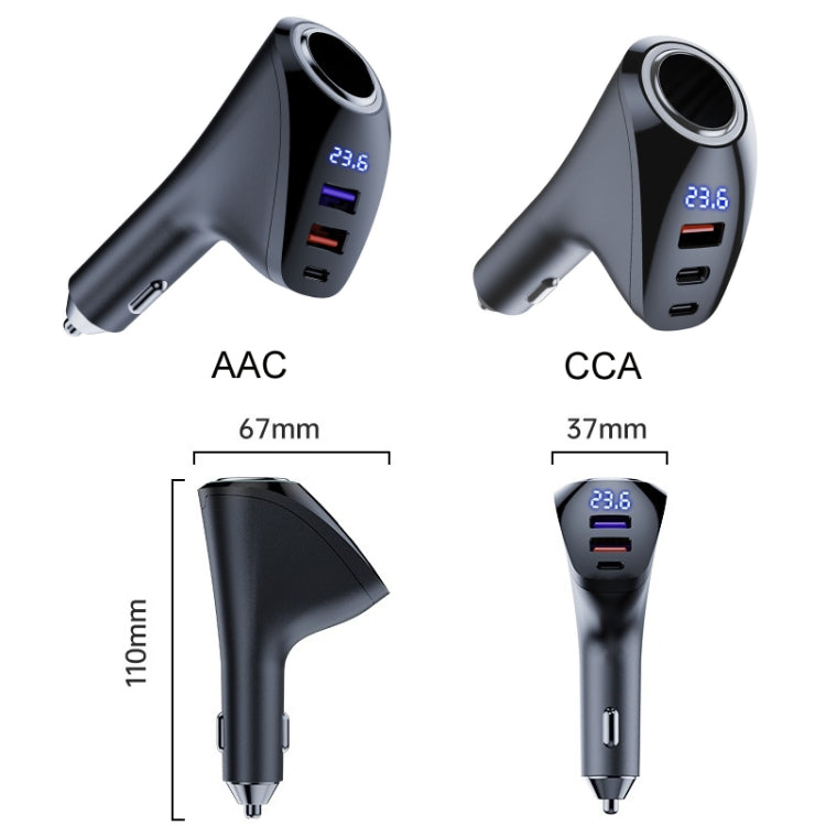 Car Charger Multifunctional Digital Display QC Charging Cigarette Lighter Adapter, AAC Dual USB, CCA Dual PD