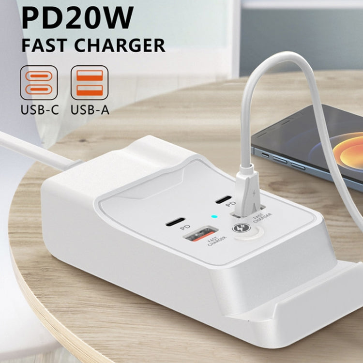 PD 20W Dual USB-C / Type-C + Dual USB 4-Port Fast Charging Hub For Smartphone Tablet, US Plug, EU Plug, USB Plug