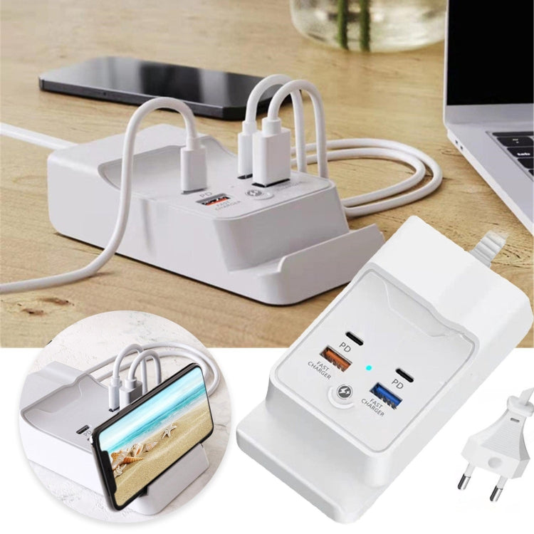 PD 20W Dual USB-C / Type-C + Dual USB 4-Port Fast Charging Hub For Smartphone Tablet, US Plug, EU Plug, USB Plug