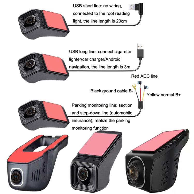 Hidden Driving Recorder WiFi Phone Connecting Car Parking Monitoring 1080P HD Recorder, M1, M8, M9