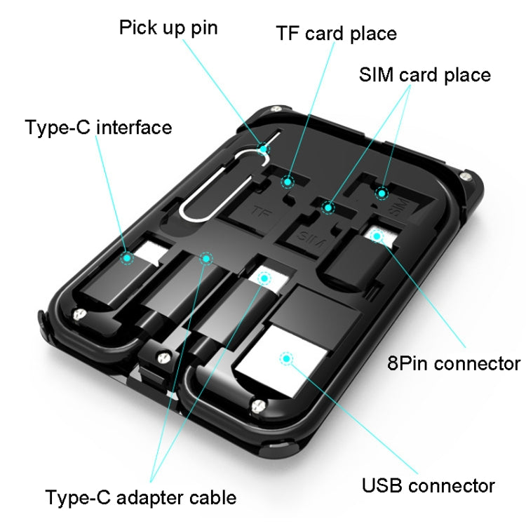 BM3016C 15W Wireless Charger Data Cable Organizer With Adapter Folding Phone Stand, BM3016C Black