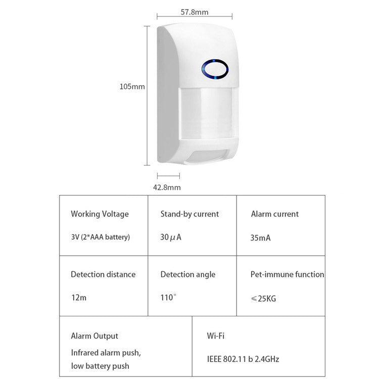 Tuya Smart App WiFi Infrared Alarm Smart Home Human Body Infrared Detector PIR, Infrared Detector PIR