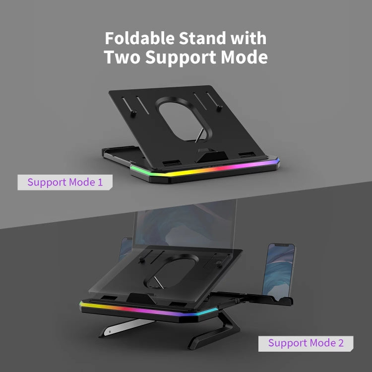 Laptop Stand with RGB Lighting 9-Level Adjustable Notebook Stand, RGB Black, RGB Pink