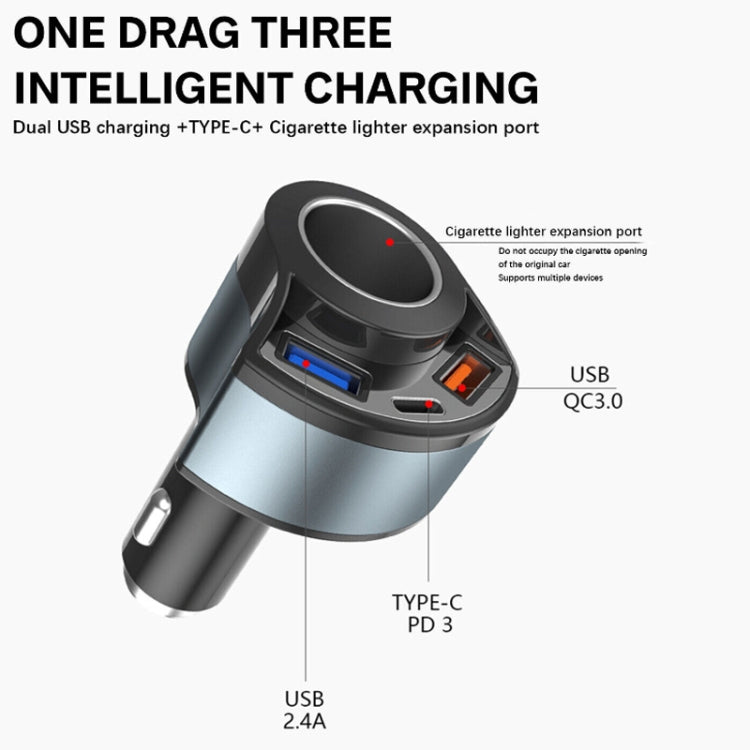 5V3A Cigarette Lighter PD Super Fast Charging Multifunctional Car Charger, 5V 3A Black, 5V 3A White