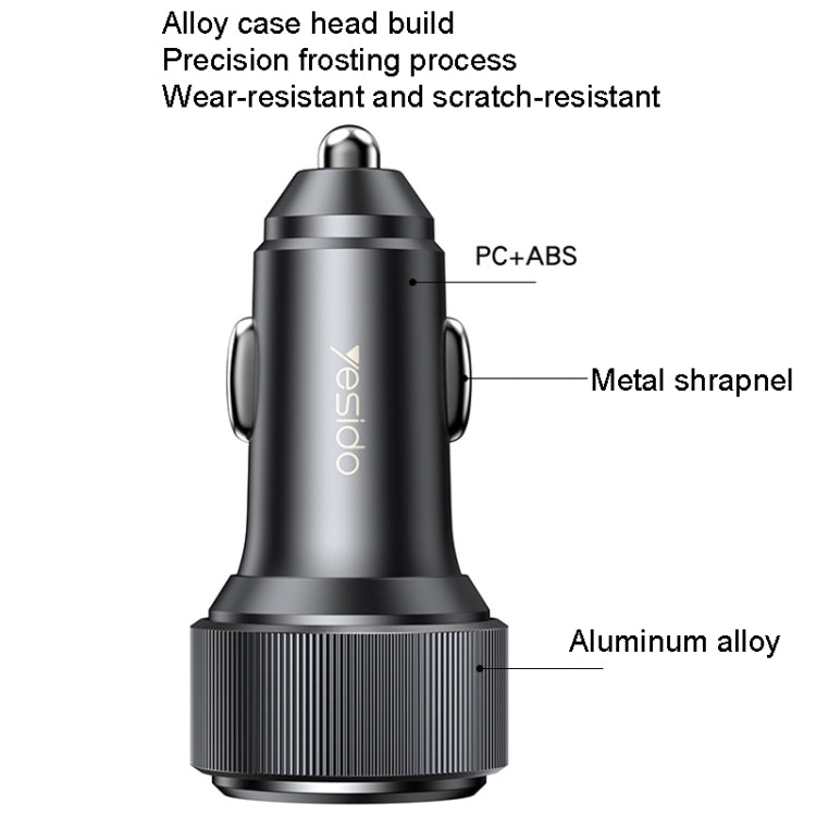 Yesido Y50 Car USB3.0 Fast Charger 30W Aluminum Alloy PD Fast Charging, Y50