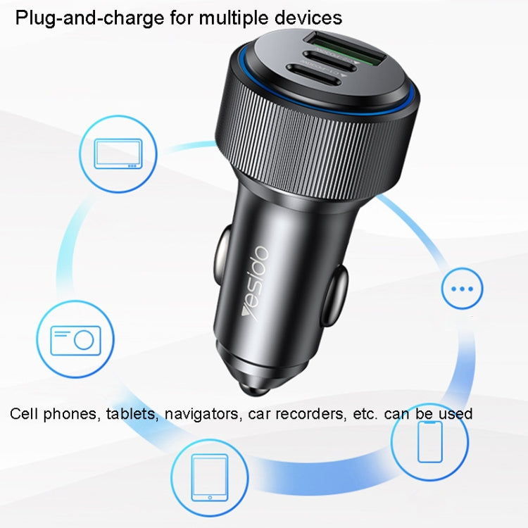 Yesido Y50 Car USB3.0 Fast Charger 30W Aluminum Alloy PD Fast Charging, Y50