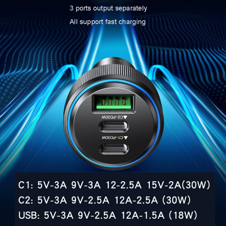 Yesido Y50 Car USB3.0 Fast Charger 30W Aluminum Alloy PD Fast Charging, Y50