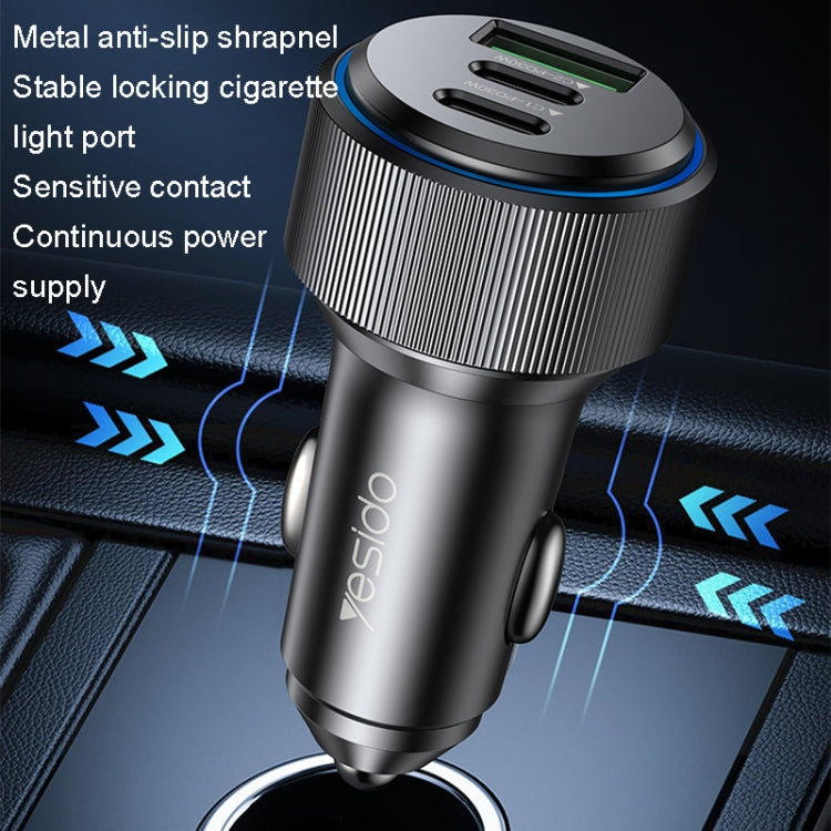 Yesido Y50 Car USB3.0 Fast Charger 30W Aluminum Alloy PD Fast Charging, Y50