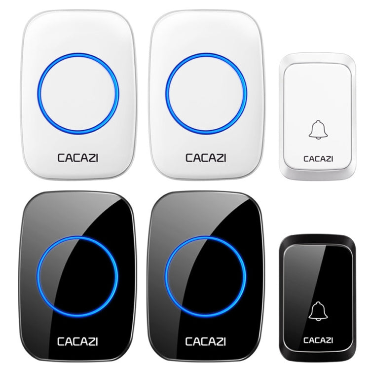 CACAZI A06-DC 1 to 2 Battery Smart Home Wireless Waterproof Doorbell, 1 to 2 (White), 1 to 2 (Black)