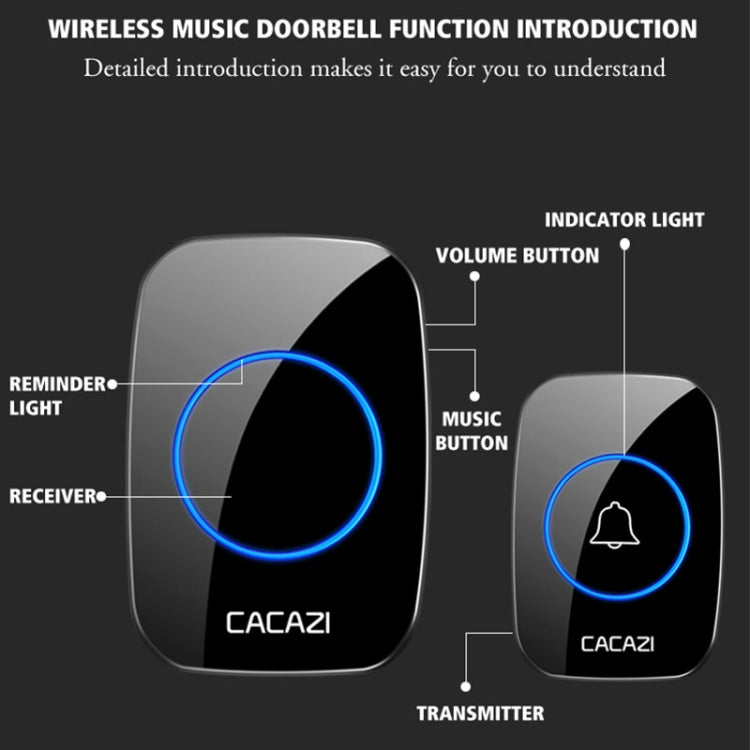 CACAZI A10DC 1 To 2 Battery Type Home Smart Waterproof Electronic Wireless Doorbell