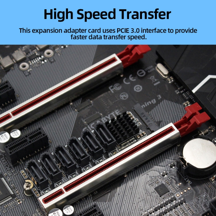 M2 M-EKY PCIE3.0 To SATA6G Transfer Expansion Card 6 Port Hard Disk Expansion Adapter Card, 6 Port