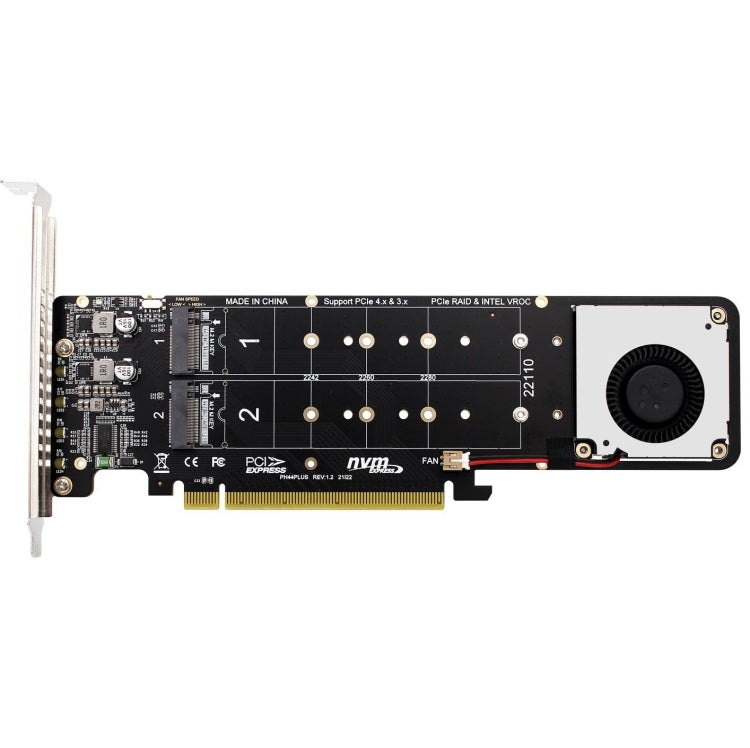 PCI-E X16 to M.2 M-key NVME X4 SSD RAID Array Expansion Adapter Support 2242/2260/2280/22110, PH44Plus