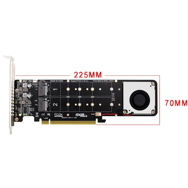 PCI-E X16 to M.2 M-key NVME X4 SSD RAID Array Expansion Adapter Support 2242/2260/2280/22110, PH44Plus