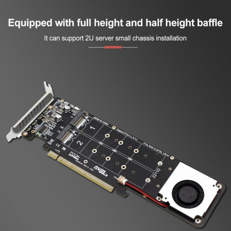 PCI-E X16 to M.2 M-key NVME X4 SSD RAID Array Expansion Adapter Support 2242/2260/2280/22110, PH44Plus