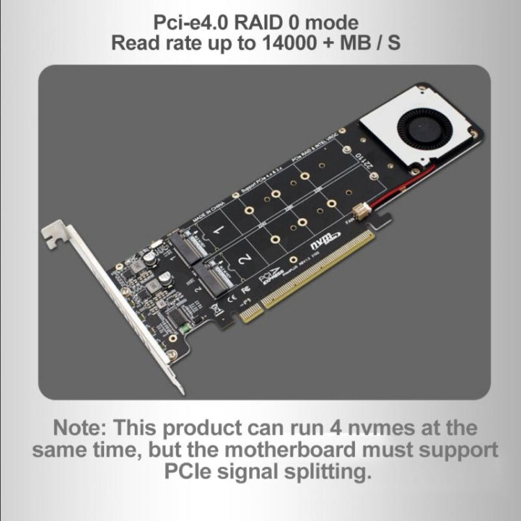 PCI-E X16 to M.2 M-key NVME X4 SSD RAID Array Expansion Adapter Support 2242/2260/2280/22110, PH44Plus