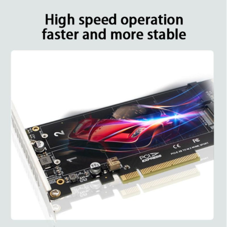 PCI-E X8 Double Disk Transfer Card NVME M.2 MKEY SSD RAID Array Expansion Adapter, PH45