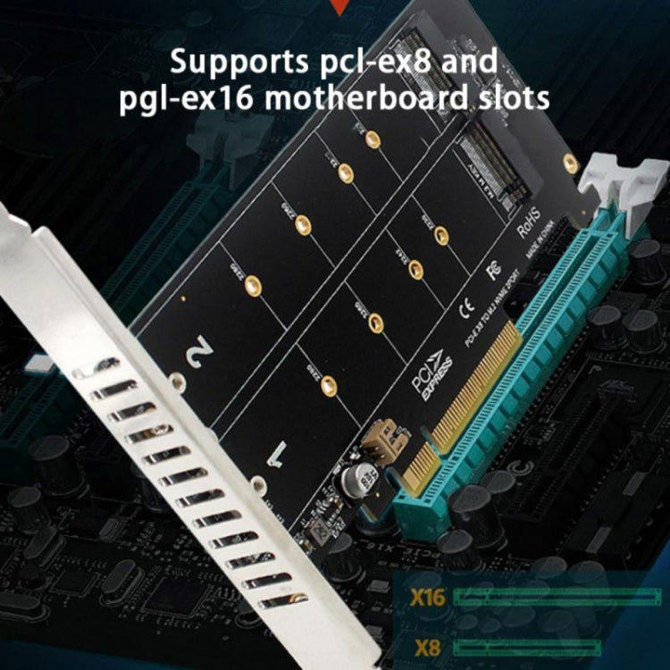 PCI-E X8 Double Disk Transfer Card NVME M.2 MKEY SSD RAID Array Expansion Adapter, PH45