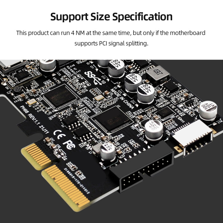 PCIE 3.0 To USB 3.2 Extension Card Type-C Port Front Type-E Expansion Riser Card, PH68