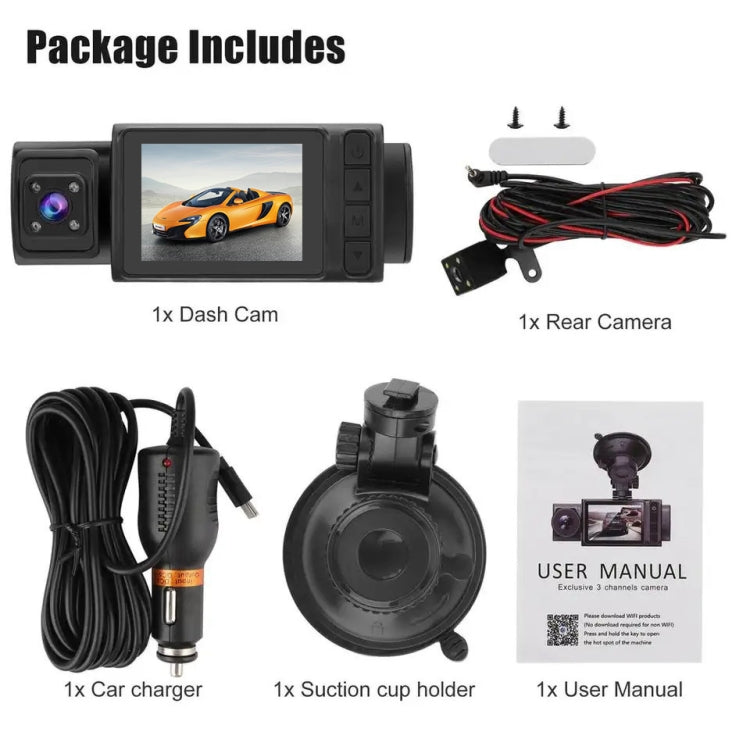 2 Inch Screen 3-Record 1080P Driving Recorder, G12