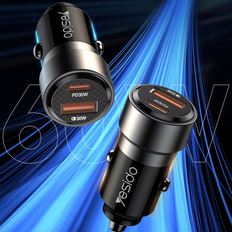 Car Charger QC3.0+PD30W Type-C/USB-C+USB Dual Port Quick Charge, Yesido Y54 With 8 Pin To Type-C/USB-C Line, Yesido Y55 With Double Type-C/USB-C Port Line