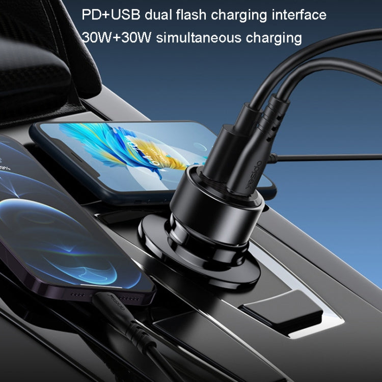 Car Charger QC3.0+PD30W Type-C/USB-C+USB Dual Port Quick Charge, Yesido Y54 With 8 Pin To Type-C/USB-C Line, Yesido Y55 With Double Type-C/USB-C Port Line