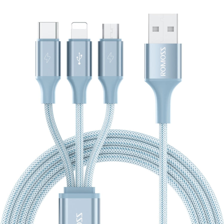 ROMOSS CB25 3 In 1 3.5A  8 Pin + Micro USB + Type C/USB-C Cable, 1m, 1.5m